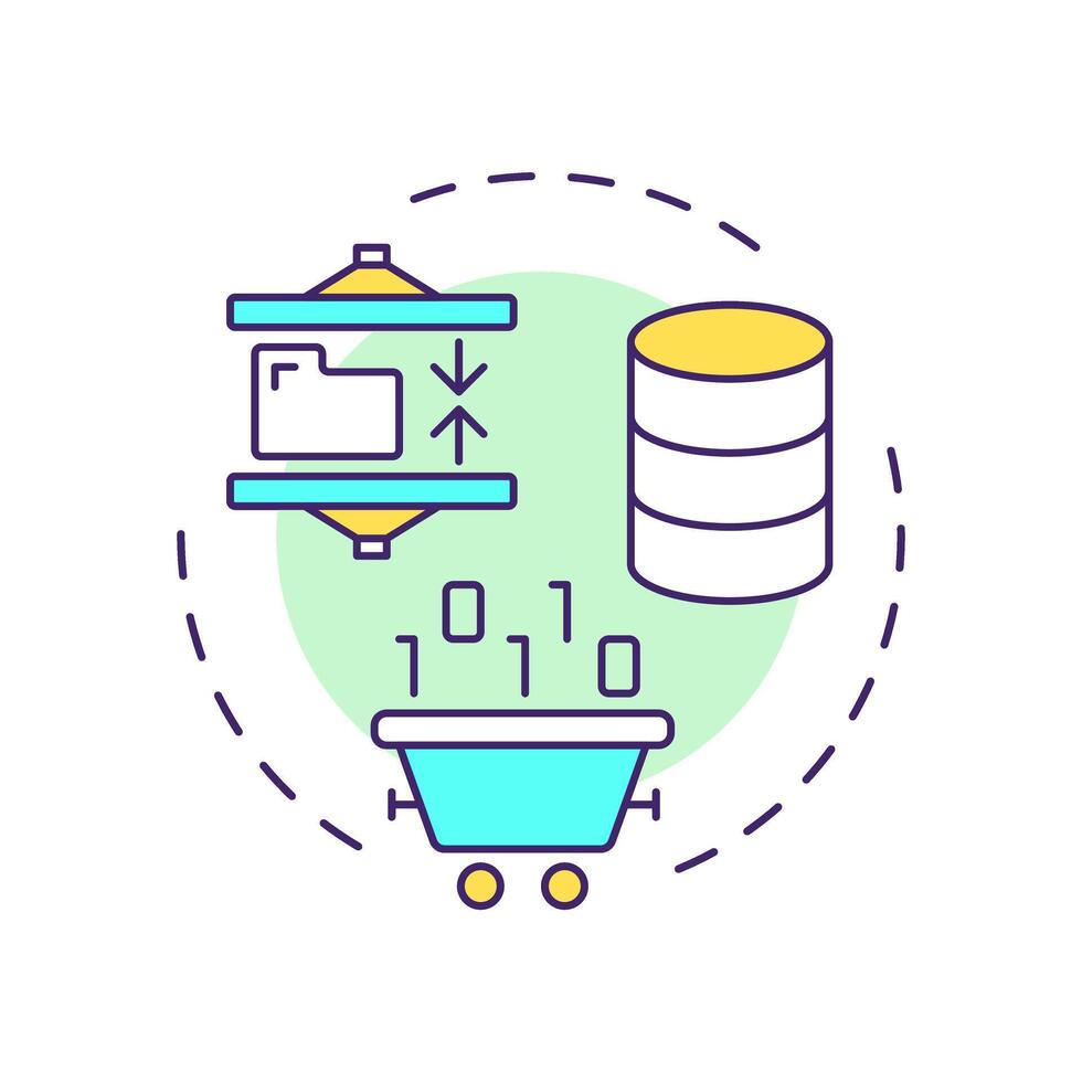 Data minimization multi color concept icon. GDPR Principle. Collecting only necessary data for processing. Round shape line illustration. Abstract idea. Graphic design. Easy to use in article vector