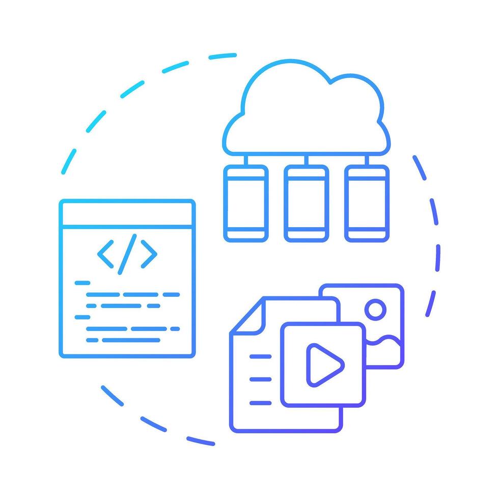 MCM blue gradient concept icon. Mobile content management. Cyber security, device control. Round shape line illustration. Abstract idea. Graphic design. Easy to use in infographic, presentation vector