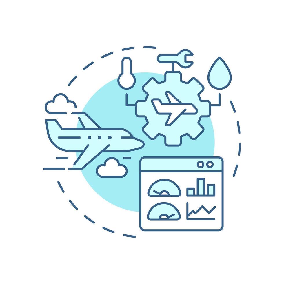 Aircraft asset management soft blue concept icon. Airplane maintenance, engineering. Round shape line illustration. Abstract idea. Graphic design. Easy to use in infographic, presentation vector