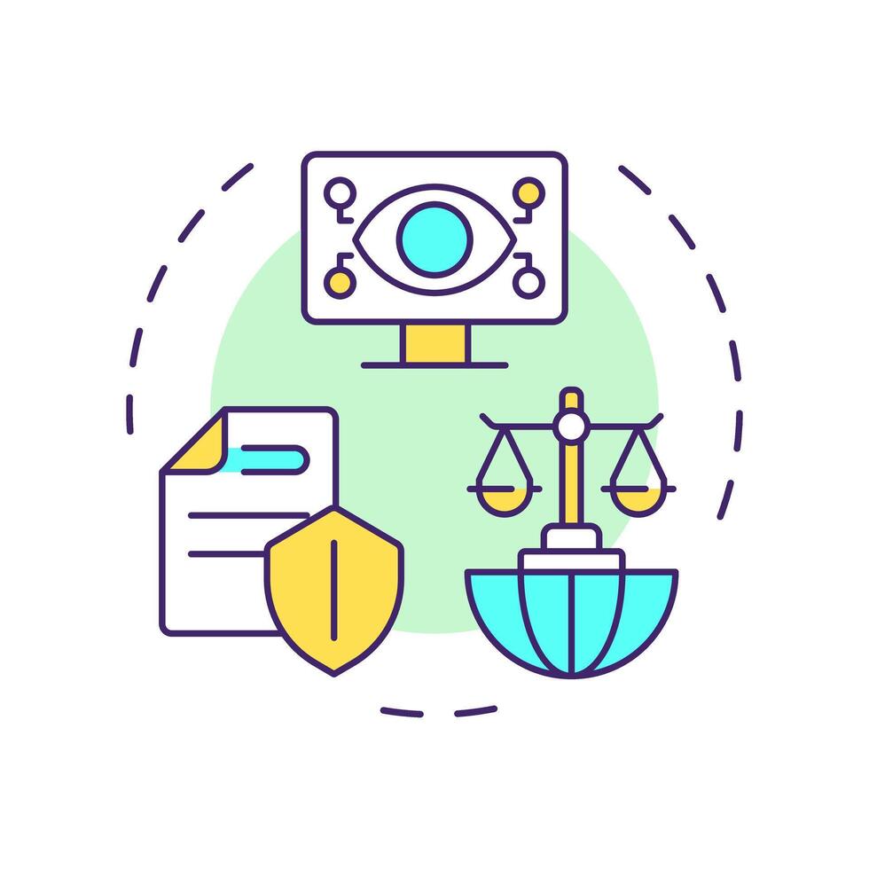 Lawfulness and transparency multi color concept icon. GDPR principle. Legal compliance. Data protection regulation. Round shape line illustration. Abstract idea. Graphic design. Easy to use in article vector