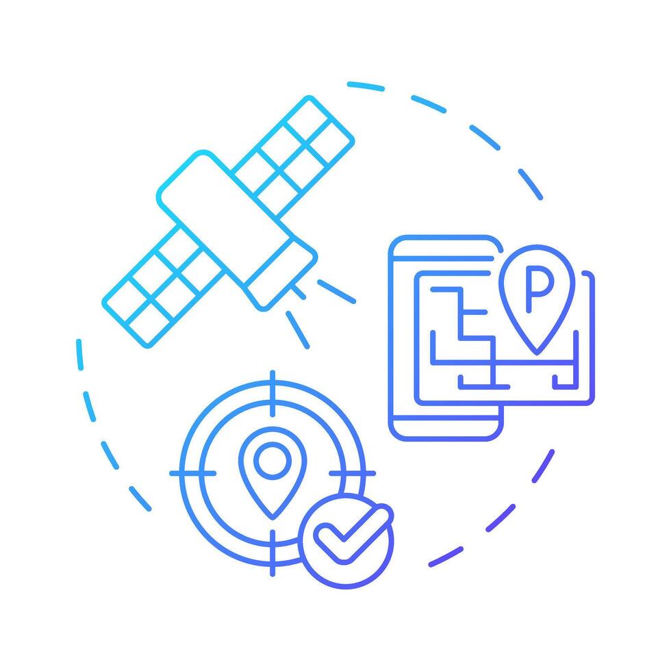 Geofencing blue gradient concept icon. Satellite tracking, geotargeting. Device management. Round shape line illustration. Abstract idea. Graphic design. Easy to use in infographic, presentation vector