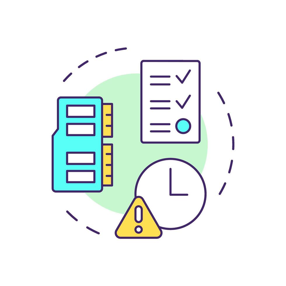 Storage limitation multi color concept icon. GDPR Principle. Retaining data only for necessary period. Round shape line illustration. Abstract idea. Graphic design. Easy to use in article vector