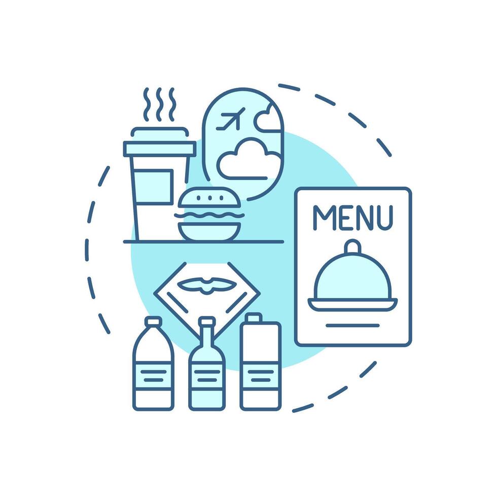 Inflight catering soft blue concept icon. Customer service, travel food. Beverage, meal. Round shape line illustration. Abstract idea. Graphic design. Easy to use in infographic, presentation vector