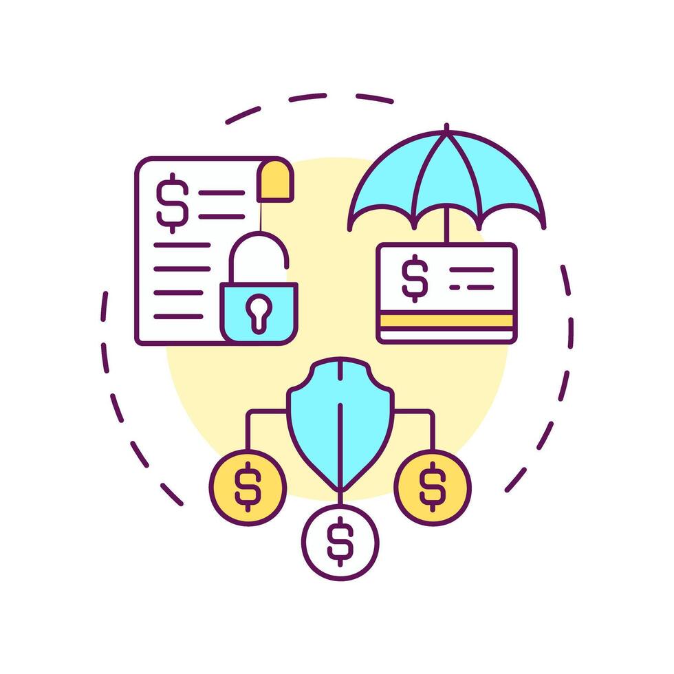 Credit protection multi color concept icon. Benefits of factoring. Financial security against credit risk. Round shape line illustration. Abstract idea. Graphic design. Easy to use in article vector