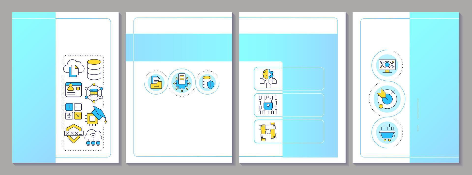 Privacy-enhancing technologies blue gradient brochure template. Leaflet design with linear icons. Editable 4 layouts for presentation, annual reports vector