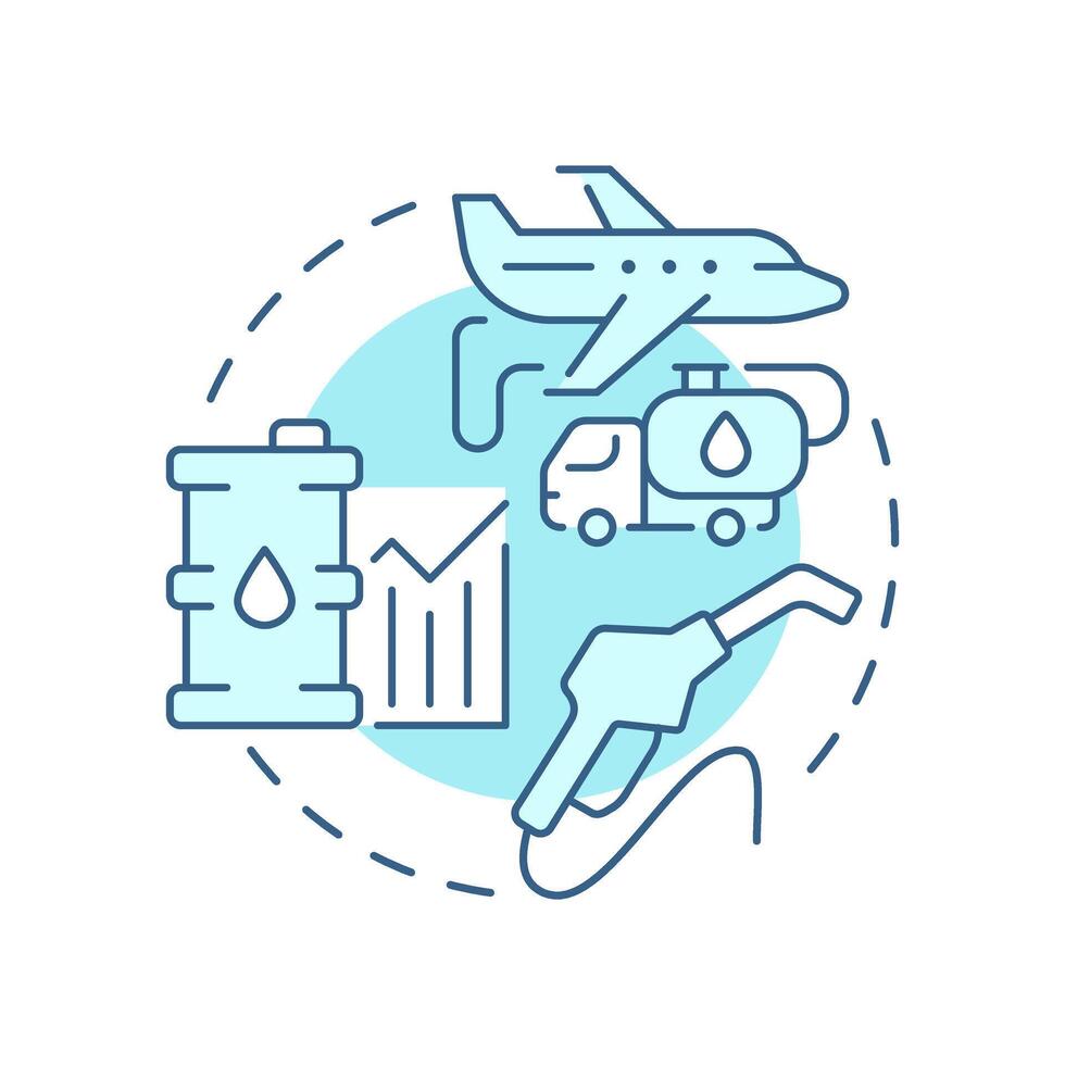 Aviation fuel services soft blue concept icon. Aircraft maintenance, engineering. Round shape line illustration. Abstract idea. Graphic design. Easy to use in infographic, presentation vector