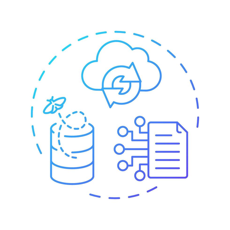 Recover lost information blue gradient concept icon. Reverse engineering application. Disaster recovery. Round shape line illustration. Abstract idea. Graphic design. Easy to use in article vector