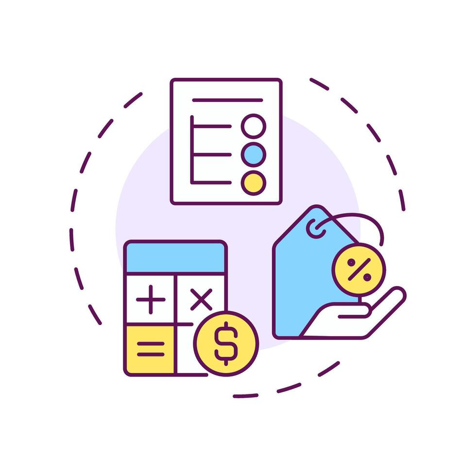 Factoring agreement terms multi color concept icon. Choosing factoring company. Contract terms. Round shape line illustration. Abstract idea. Graphic design. Easy to use in article vector