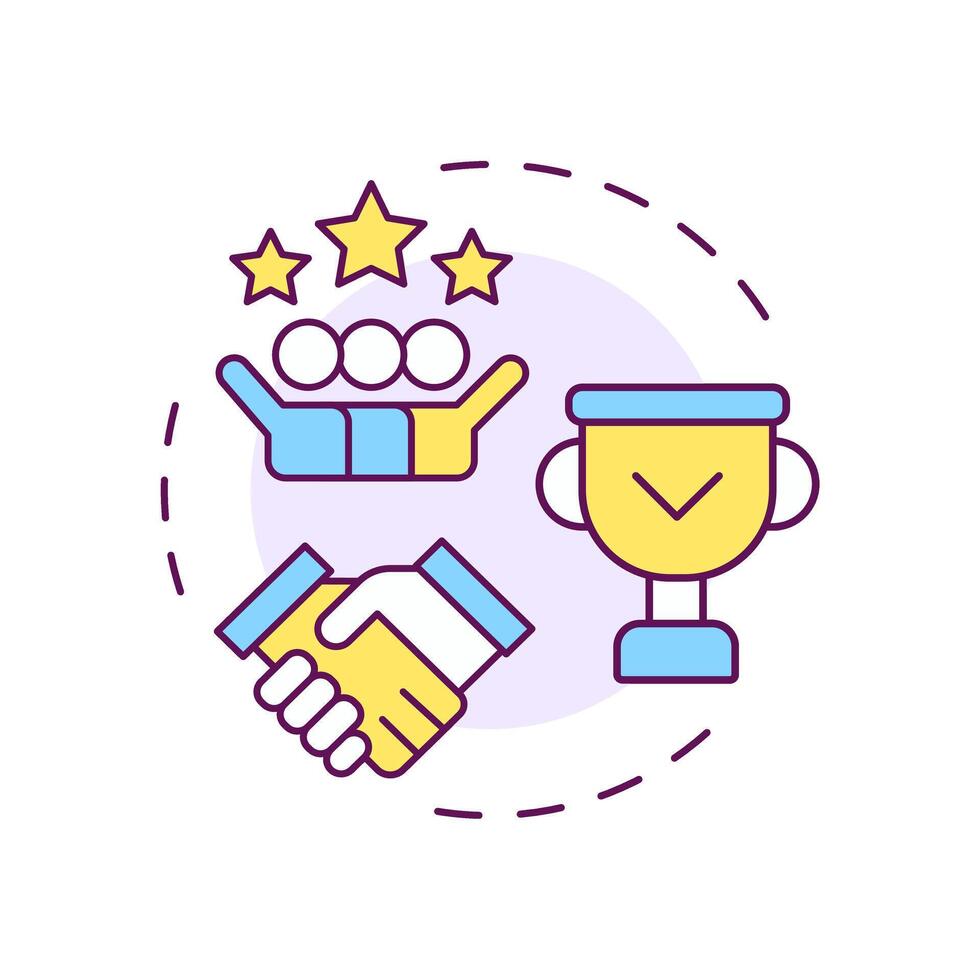 Factoring company reputation multi color concept icon. Industry expertise. Reliable service. Choosing company. Round shape line illustration. Abstract idea. Graphic design. Easy to use in article vector