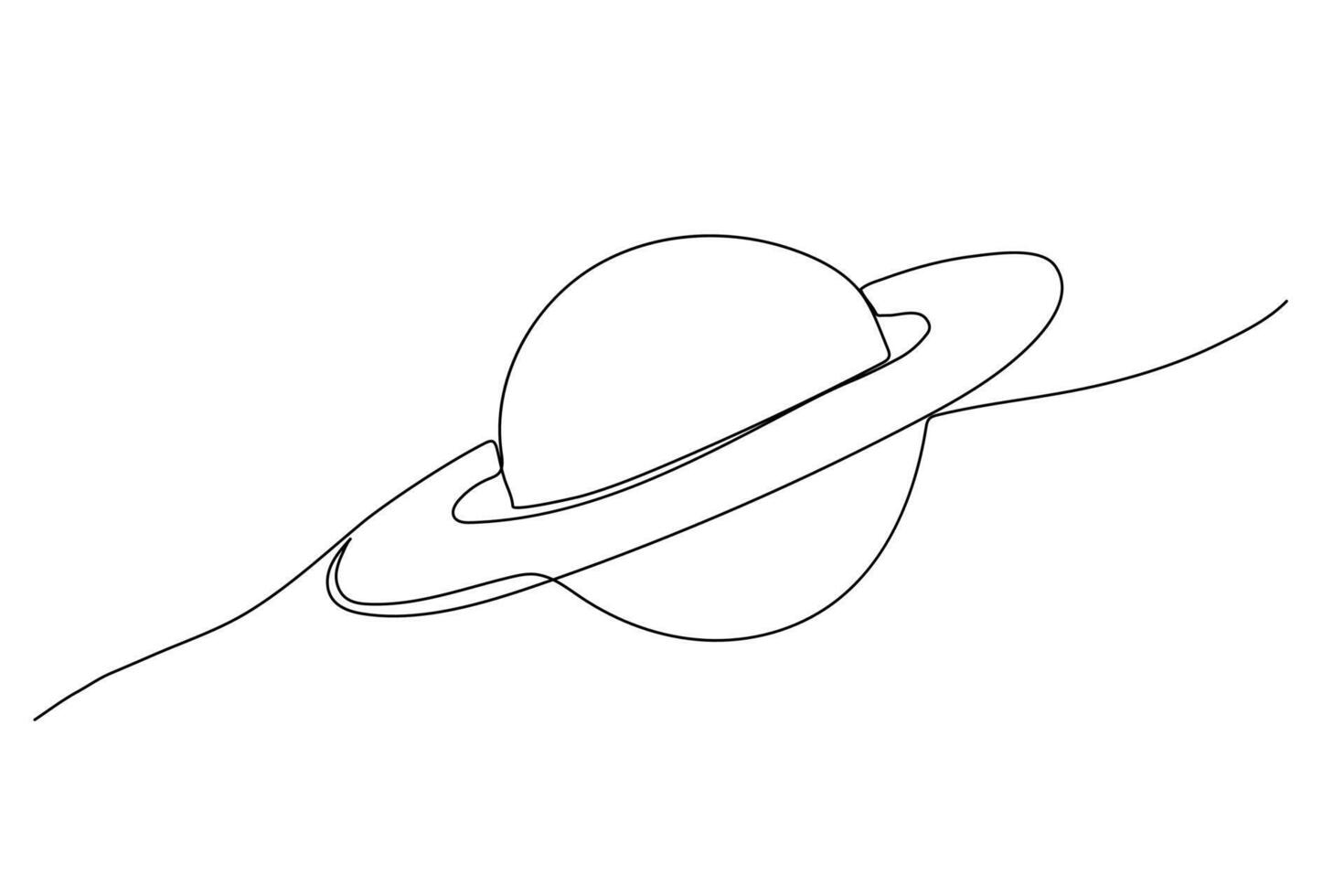 Saturn one line illustration isolated on white. vector