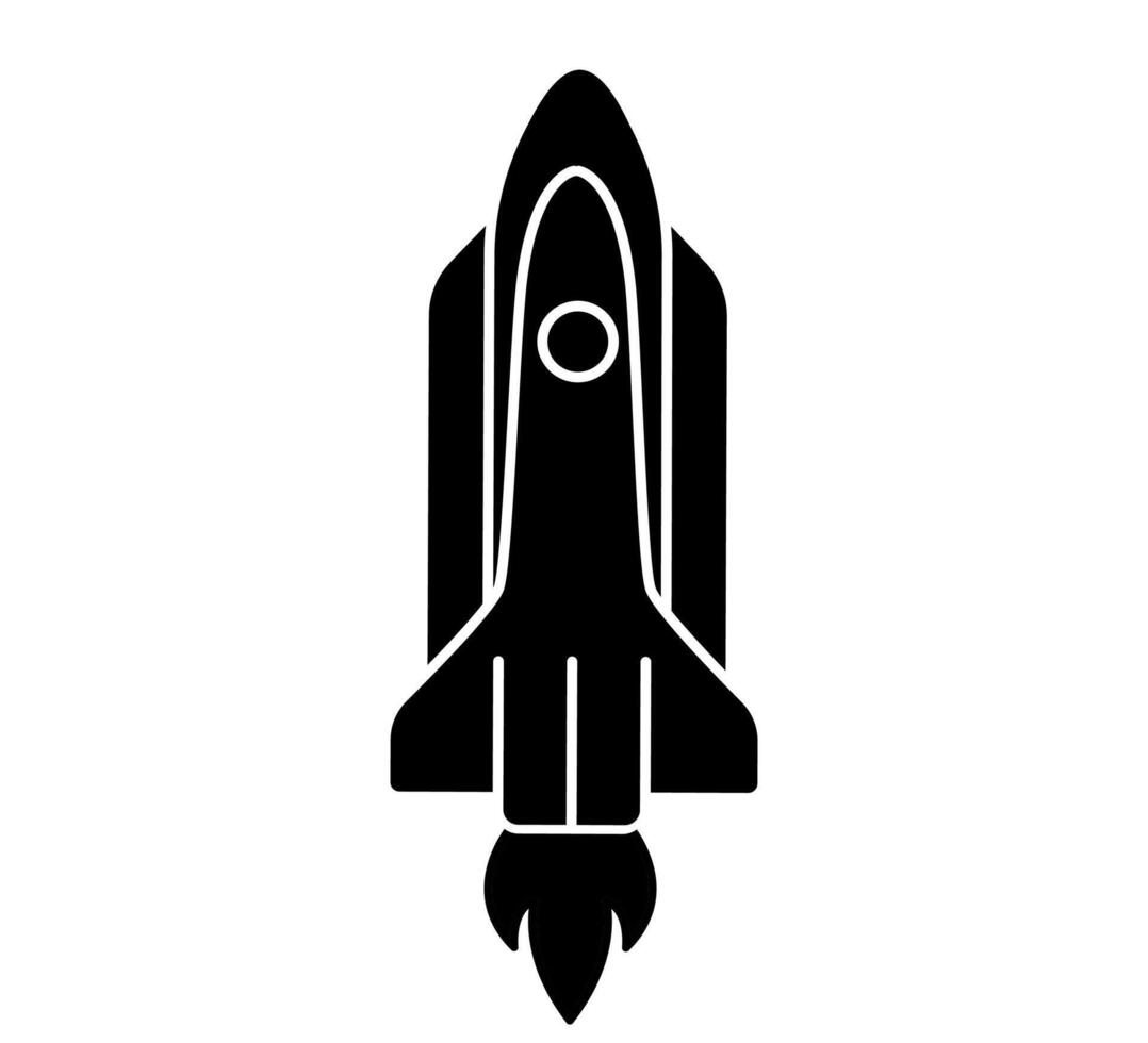 Rocket glyph. Spaceship isolated illustration. Startup symbol vector