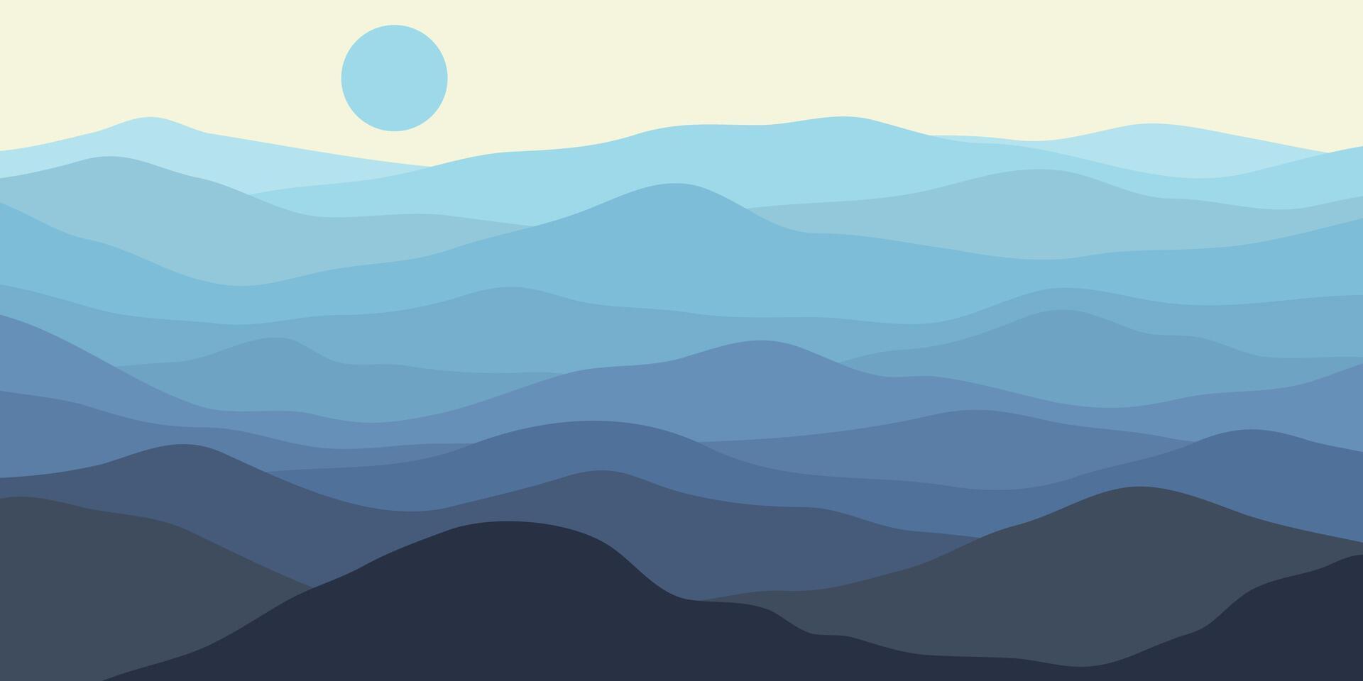 Mountain colors, translucent waves, sunset, abstract glass shapes, modern background, design. vector