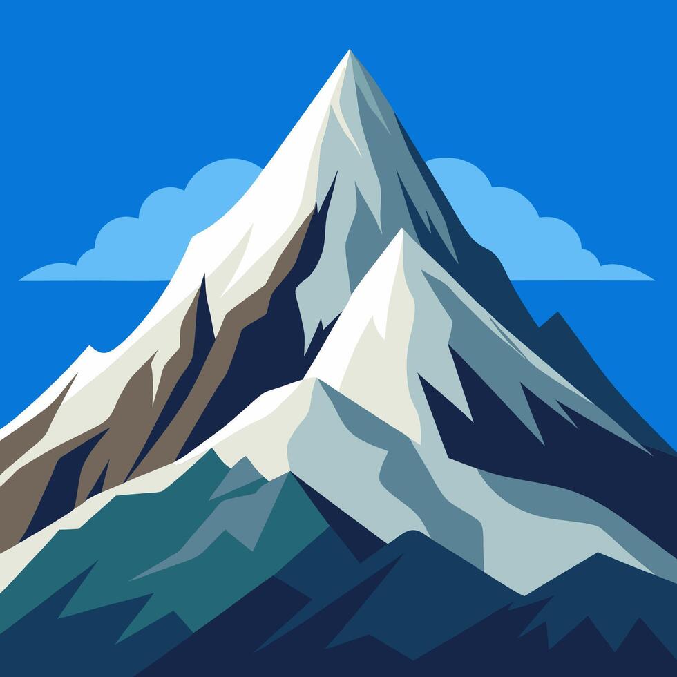 A mountain with a blue sky and clouds vector