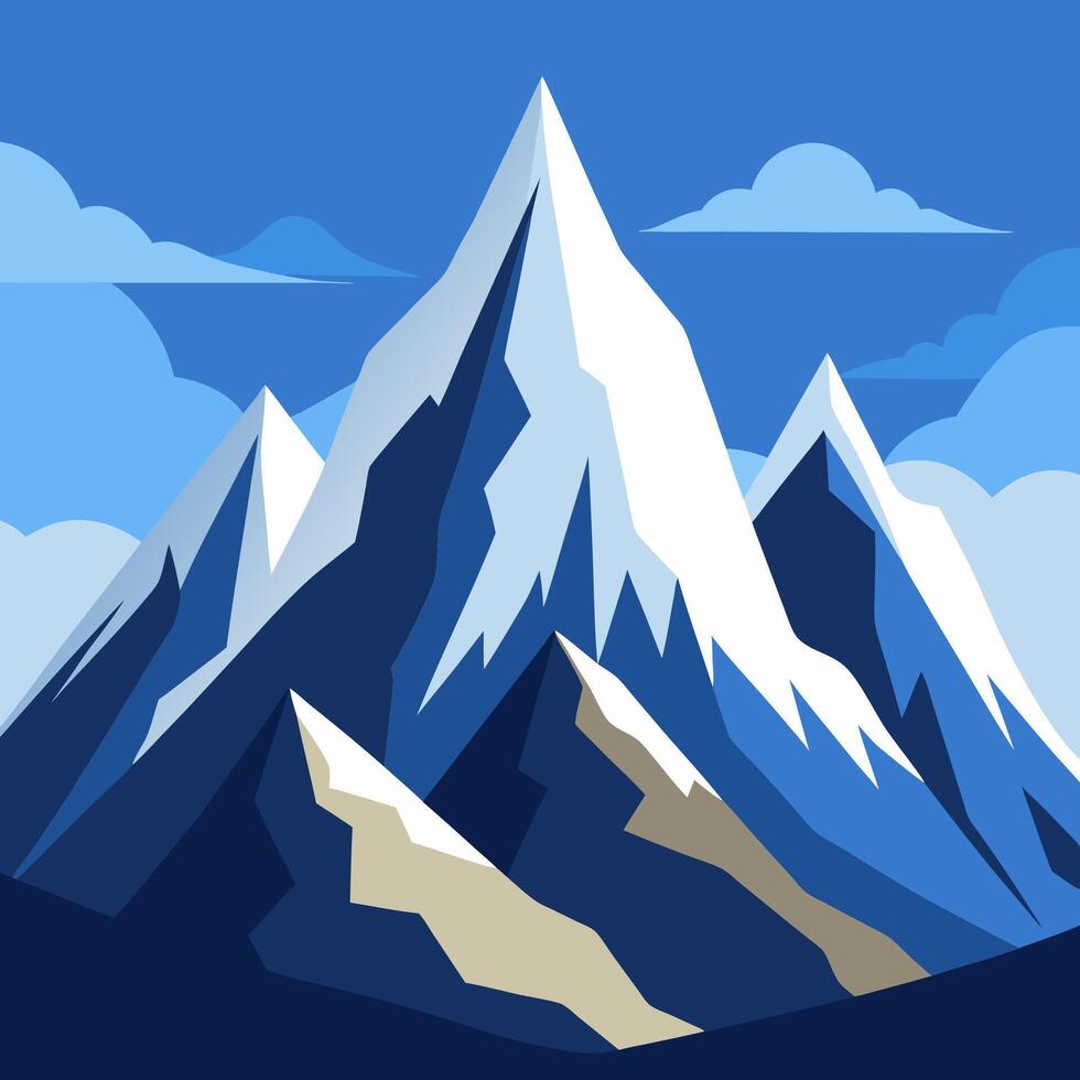 A mountain range with snow and clouds vector