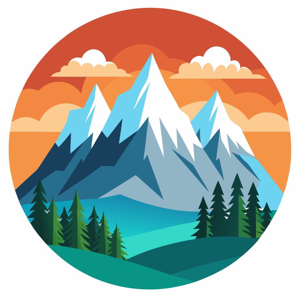 Mountain landscape with trees and mountains vector