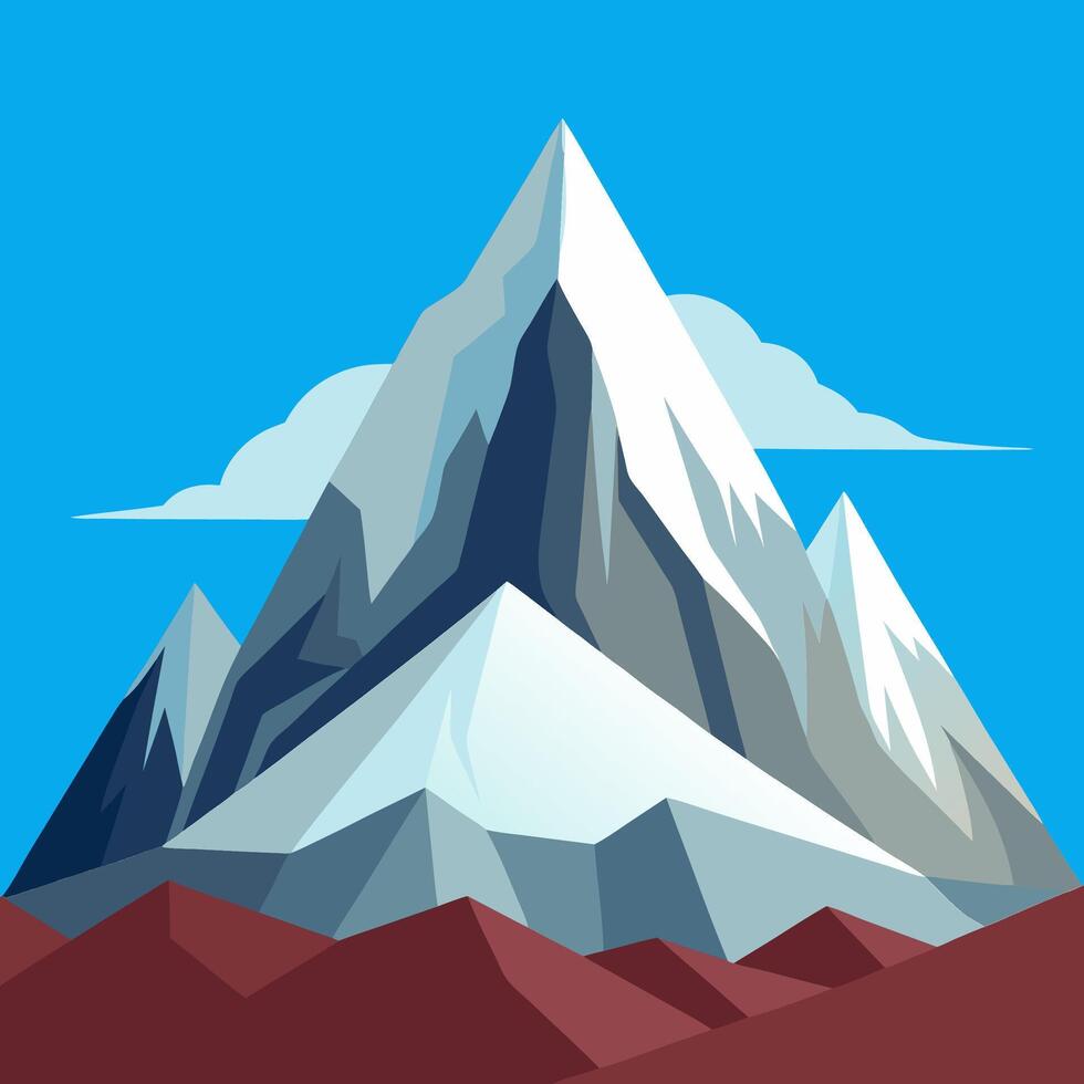 A mountain with a blue sky and clouds vector