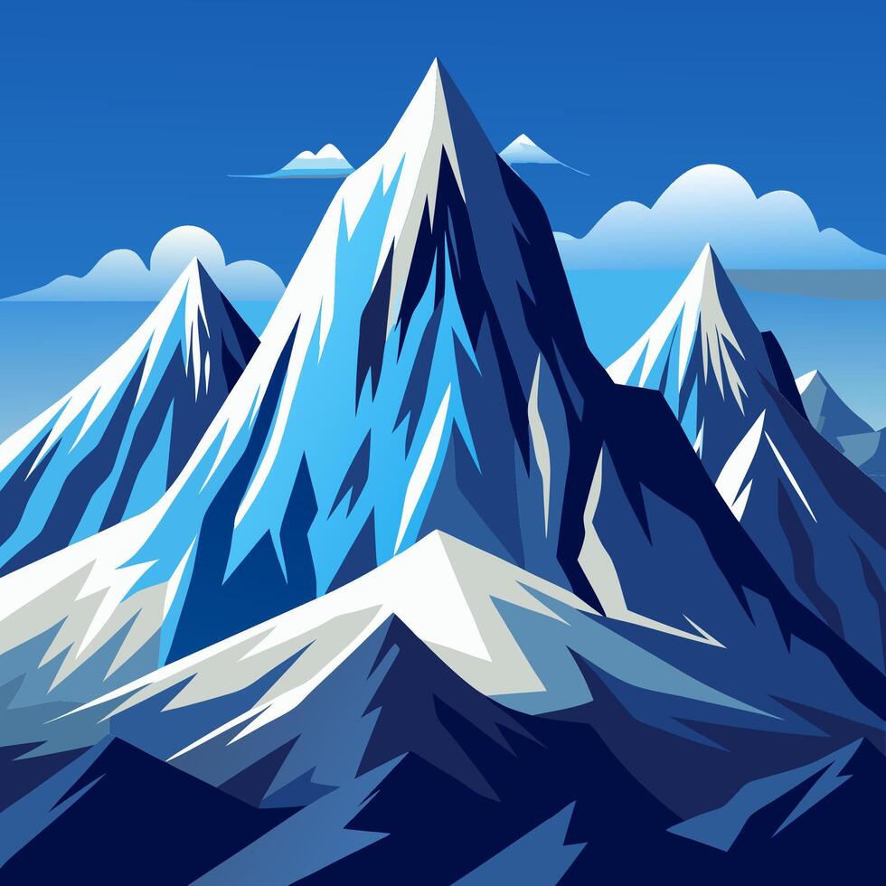 A cartoon illustration of a mountain range vector