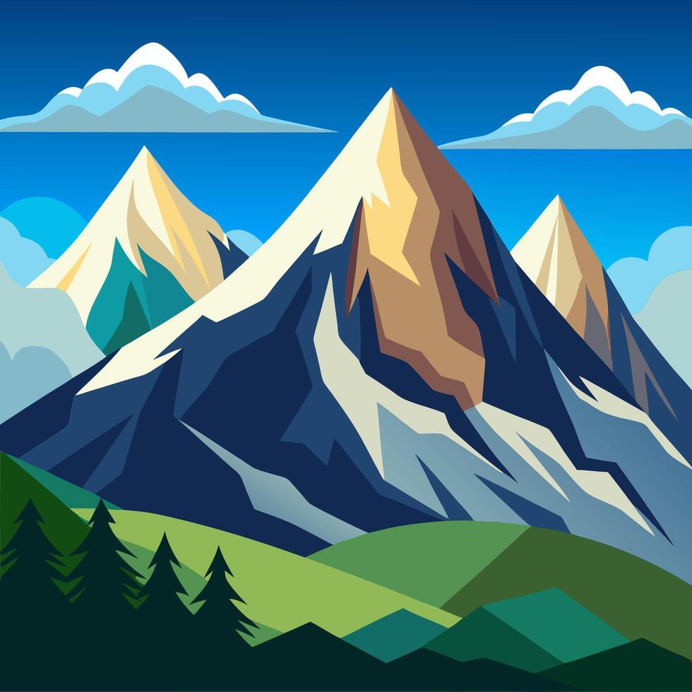 Mountain landscape with trees and mountains vector