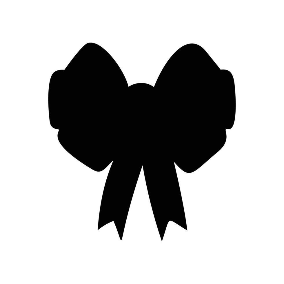 A minimal black bow silhouette, flat and isolated on white. vector