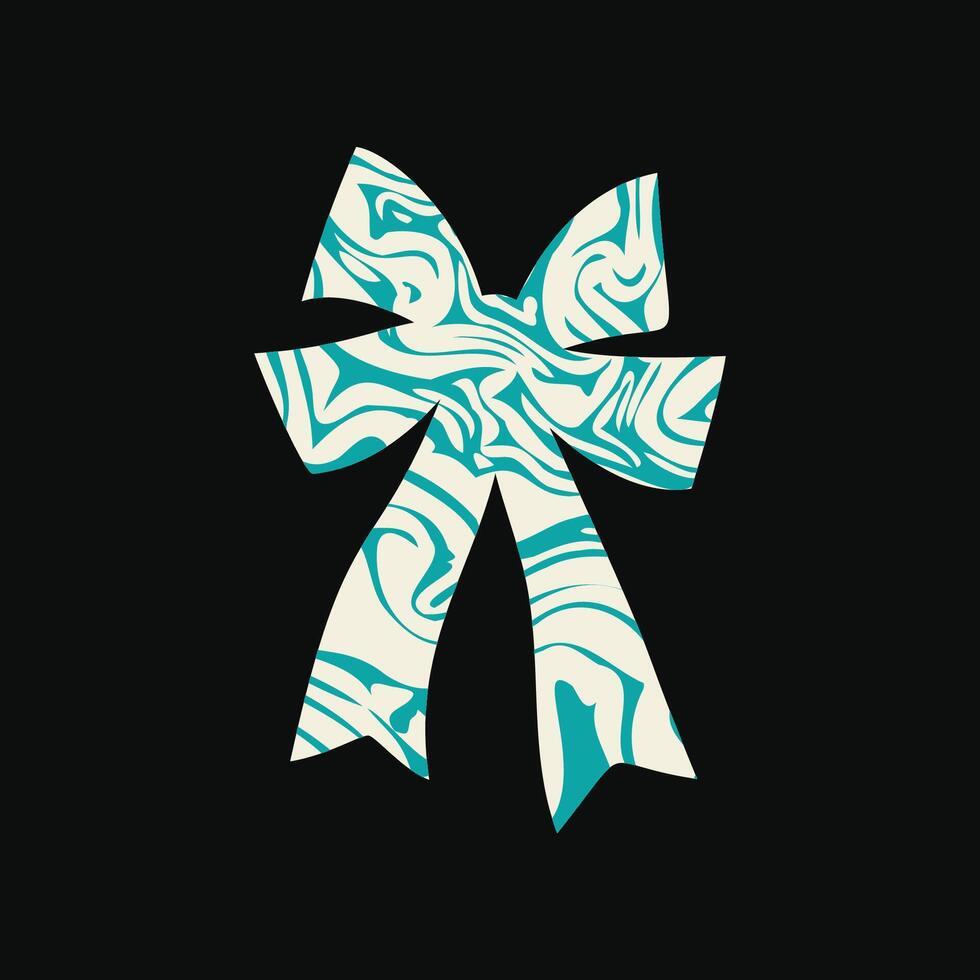 A retro marble bow or ribbon in a clean, flat design vector