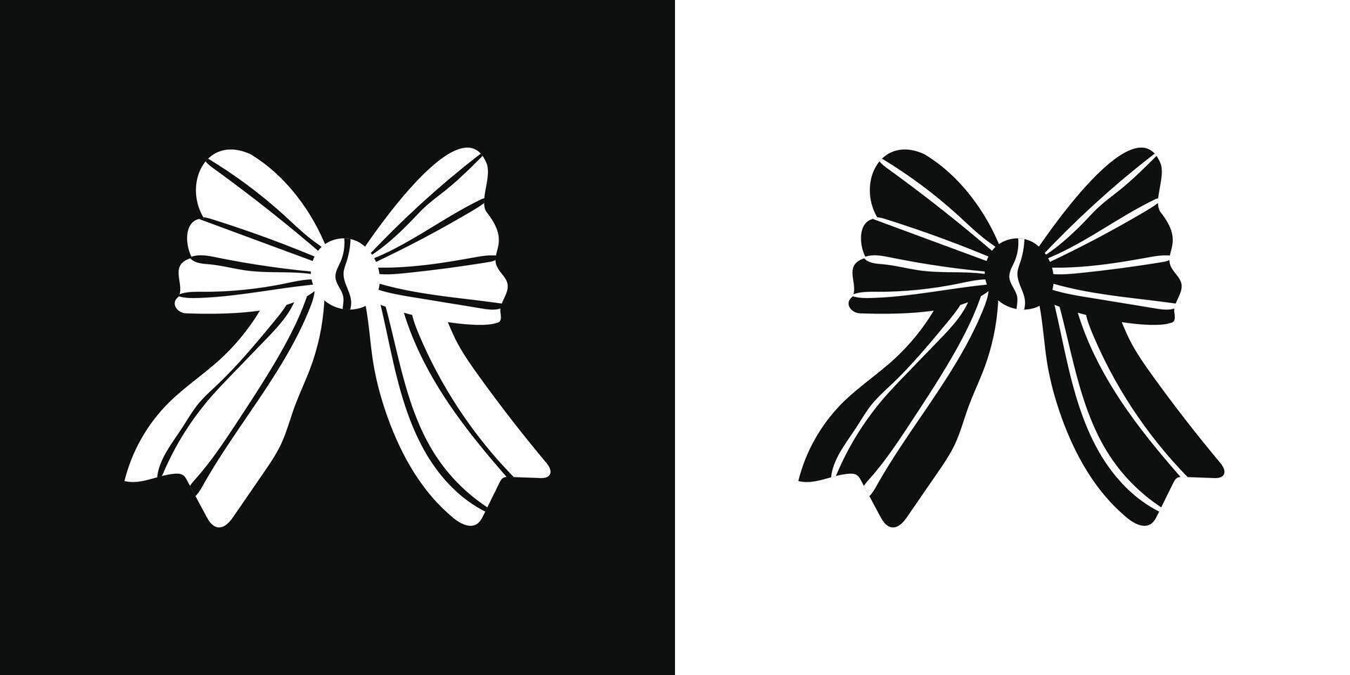 Set of two isolated textured bow silhouettes vector