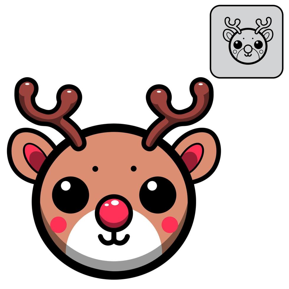 illustration image of cute reindeer head vector