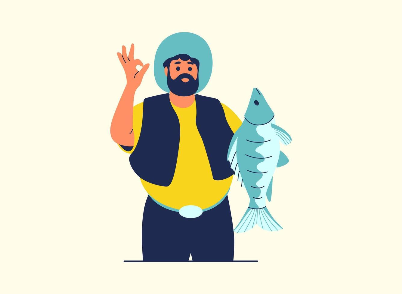 Fisherman catch a big fish vector