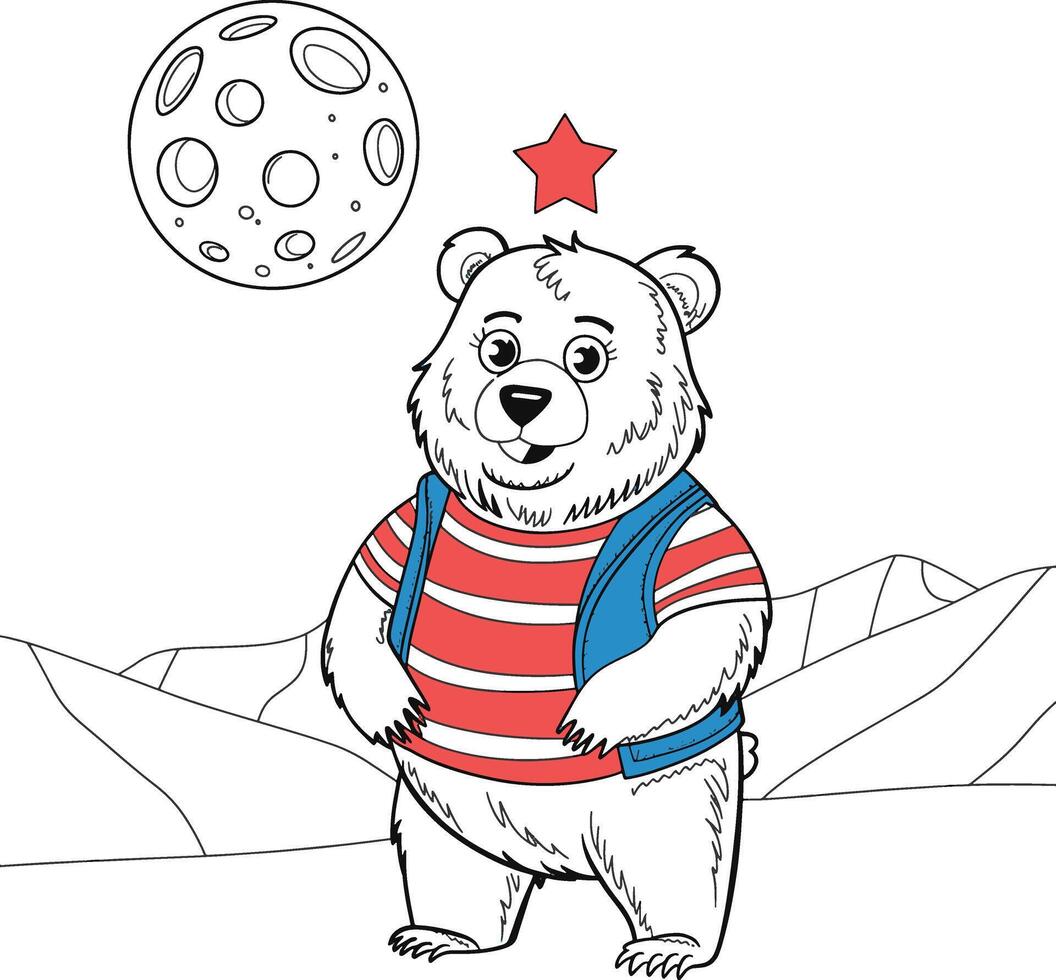 bear line art design illustration vector