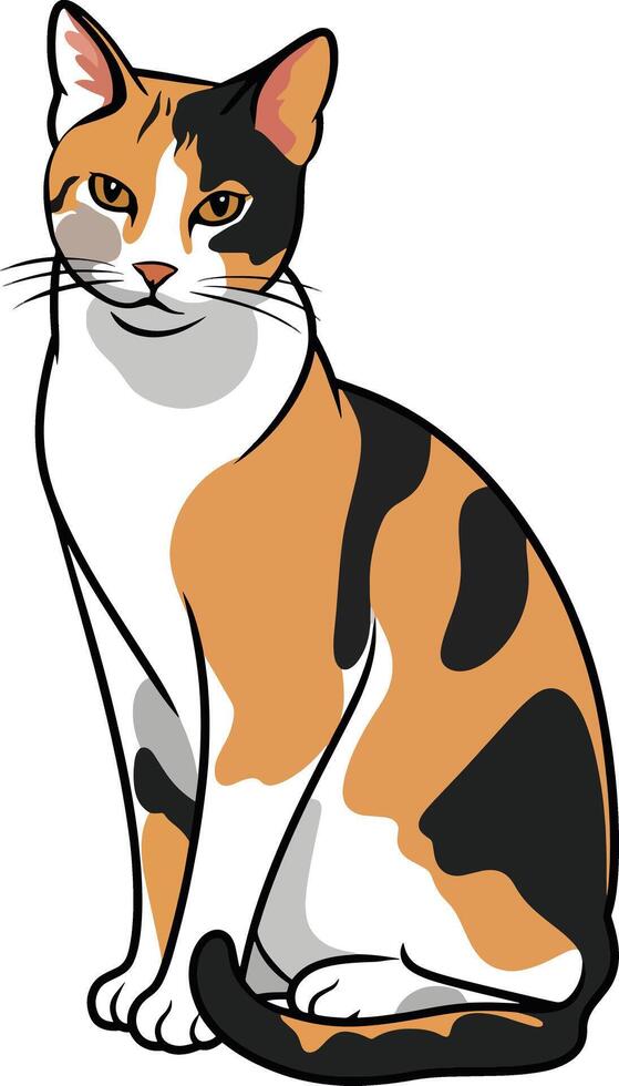 cat sitting on ground very beautiful looking illustration vector