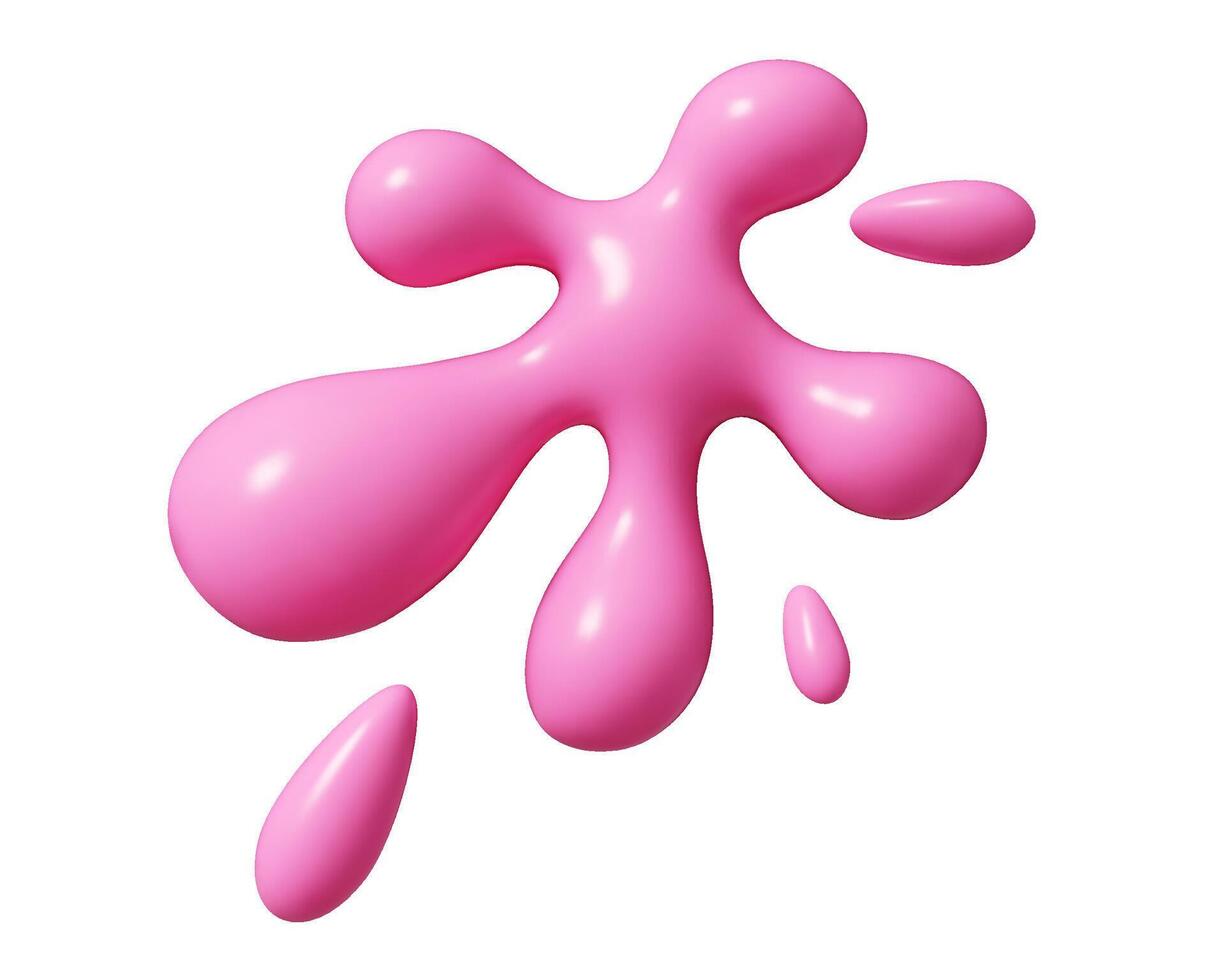 Pink liquid splash with smooth rounded edges and scattered droplets - 3d vector