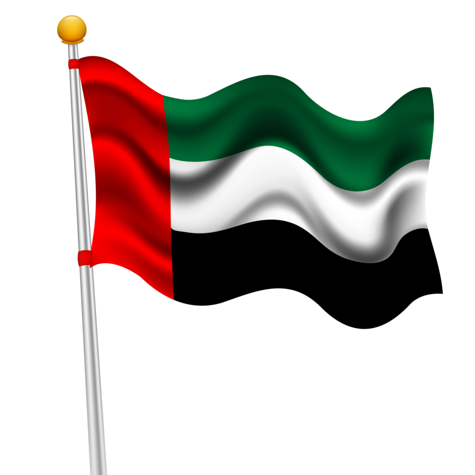 National Flag of Uni Emirate Arab Waving in the Flagpole png