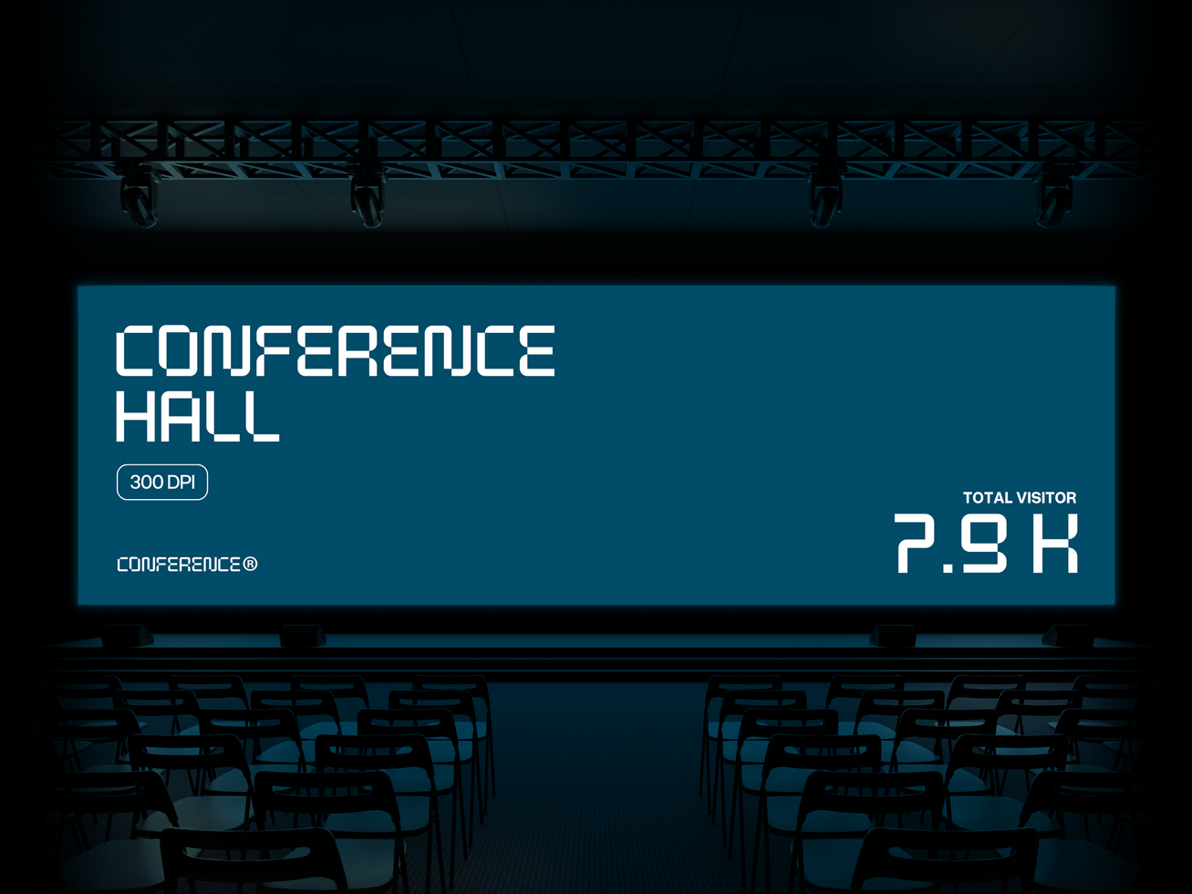 Conference Hall Presentation Mockup 3D Render psd
