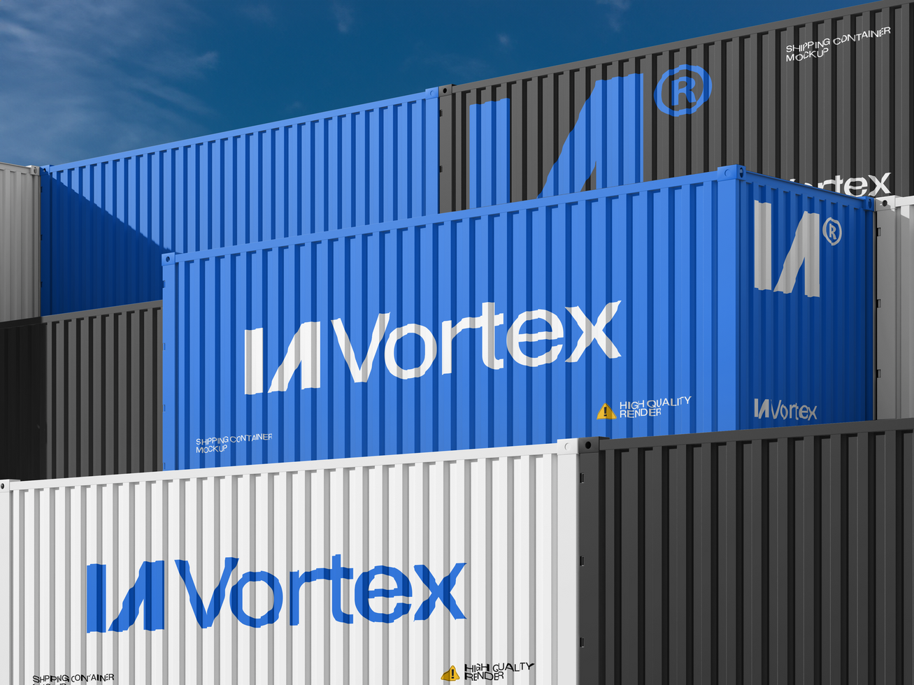 Shipping Freight Container Mockup 3D Render psd