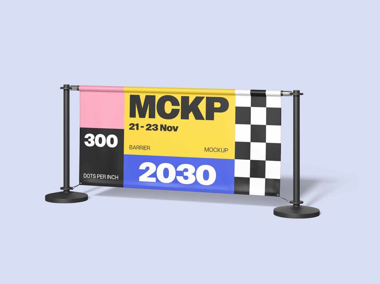 Sidewalk Advertising Barrier Banner Mockup psd