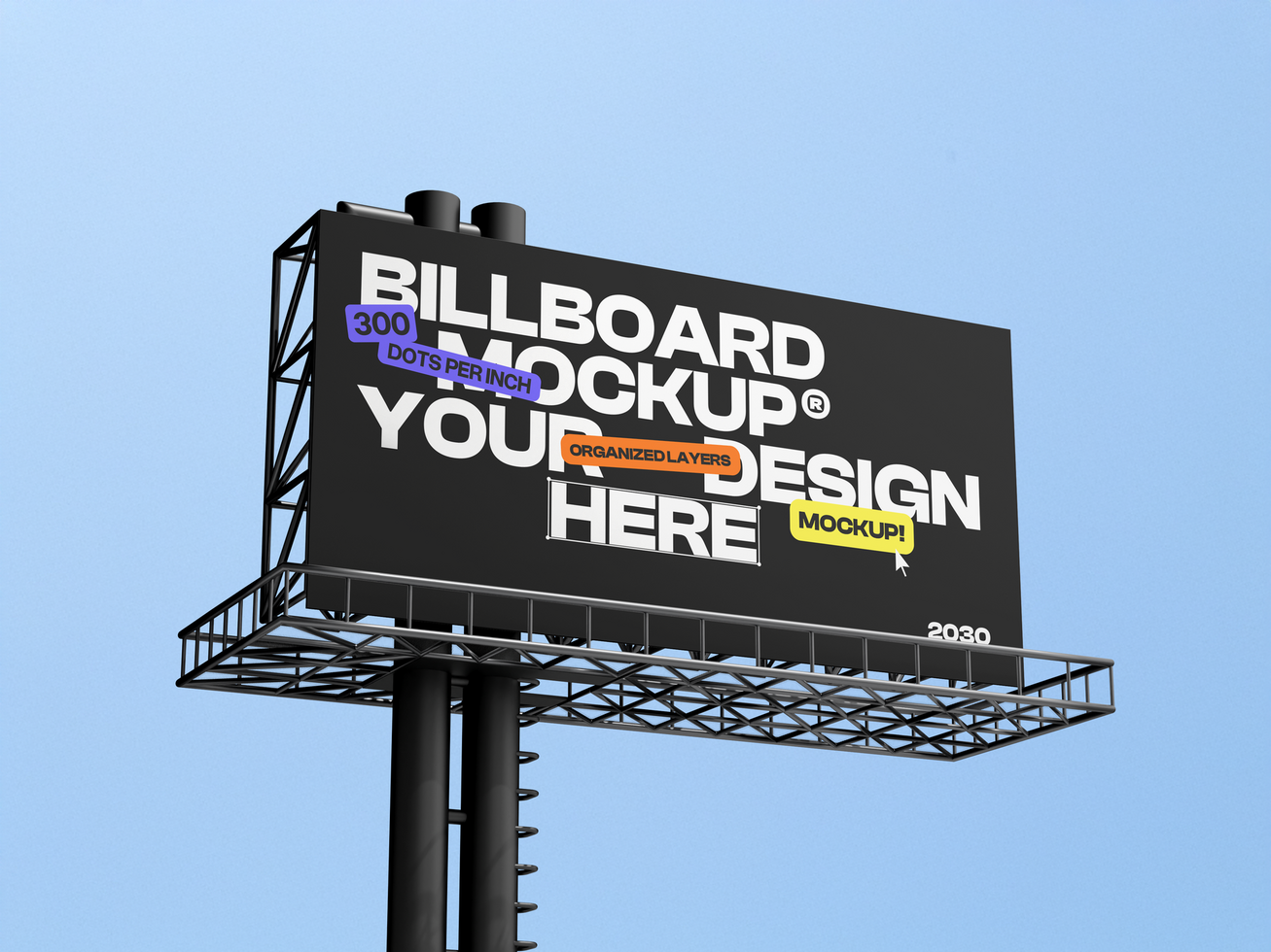 Outdoor Building Billboard 3D Mockup Render psd