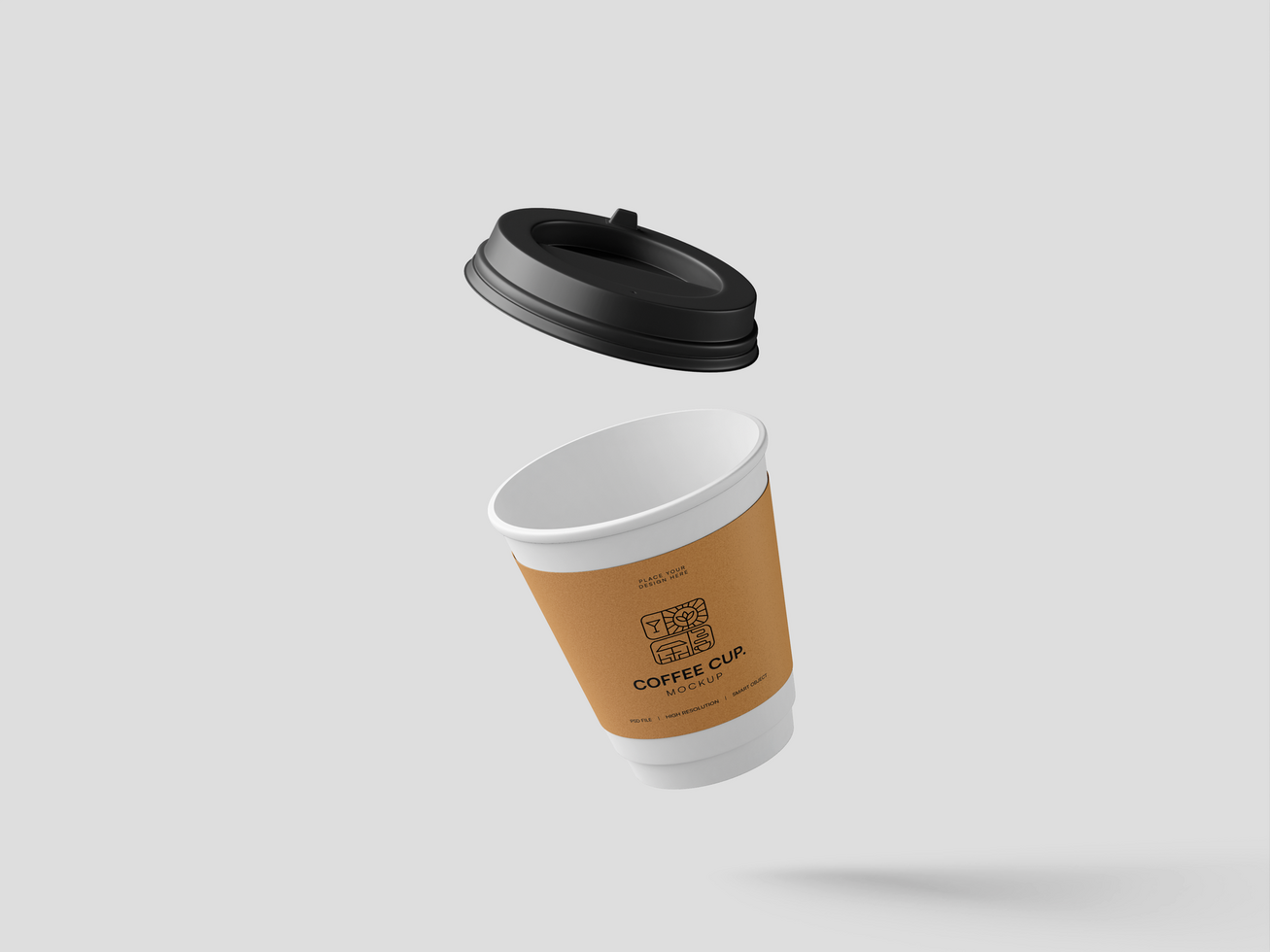 Coffee Cup Floating 3D Render Mockup psd