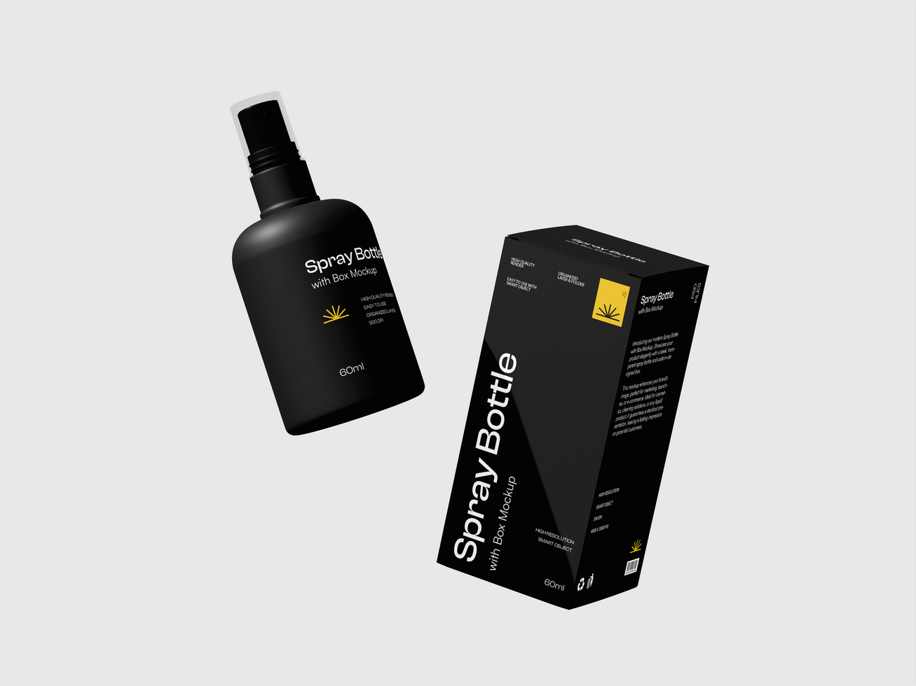 Spray Bottle with Box Mockup 3D Render psd