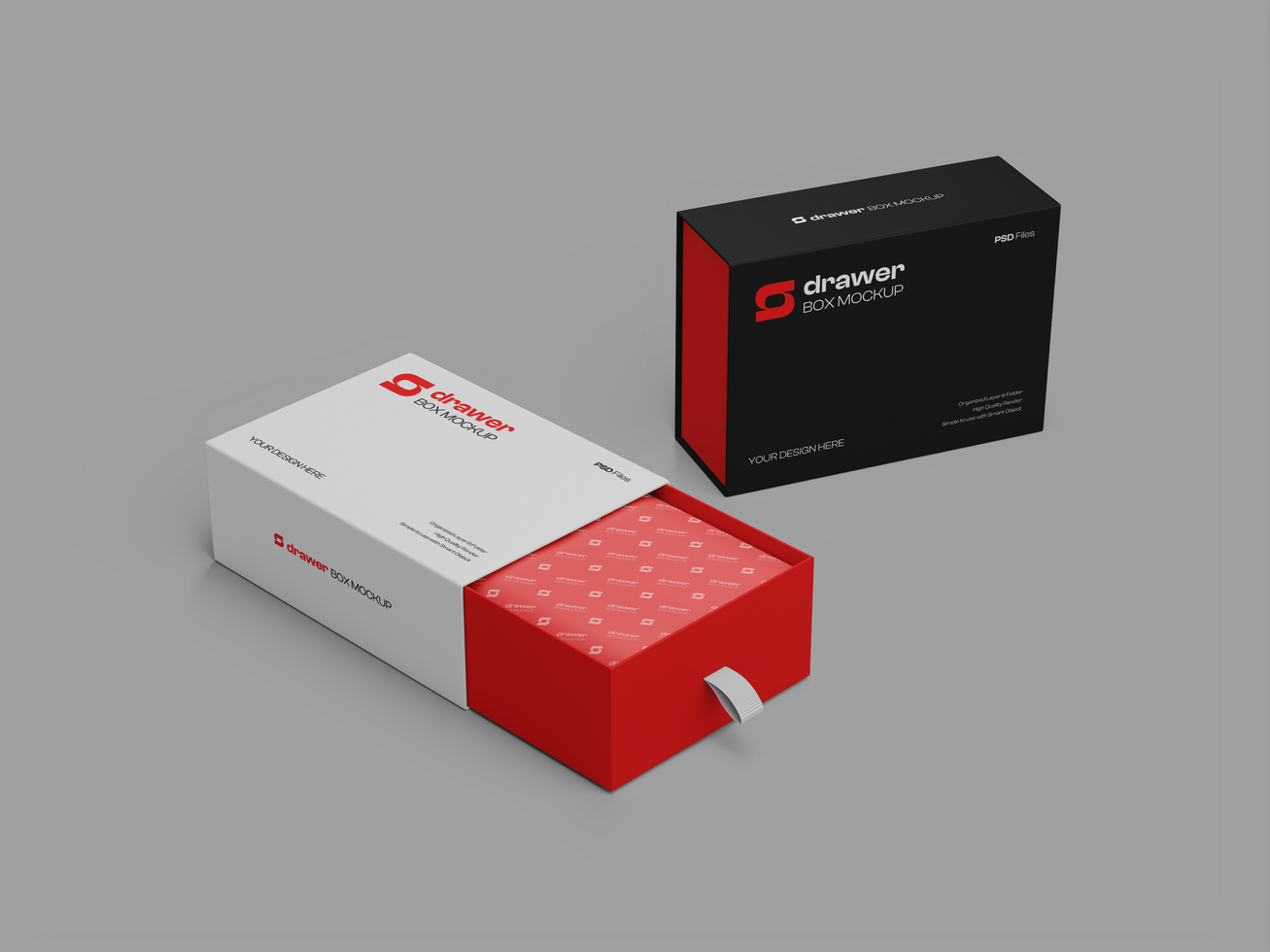 Drawer Box Packaging 3D Render Mockup psd