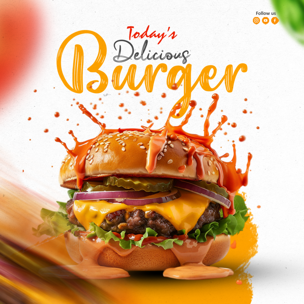 Today Delicious Burger Social Media Template Design psd