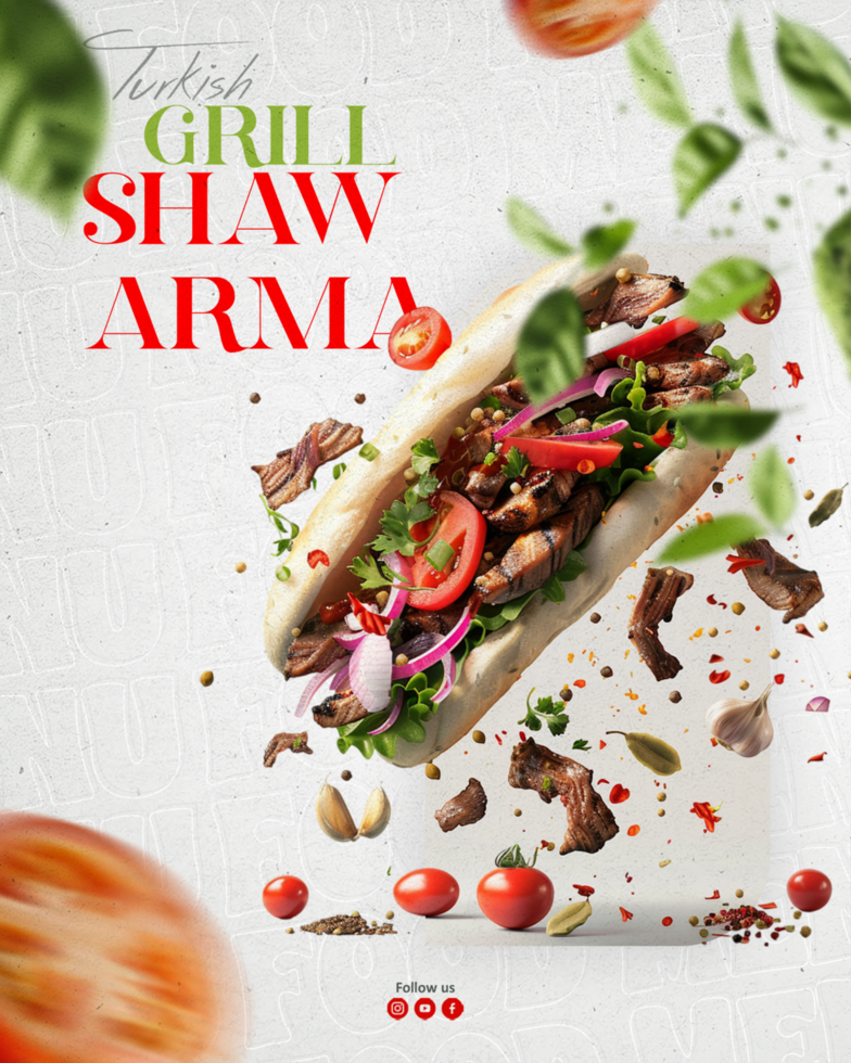 Turkish Shawarma Social media post Template design psd