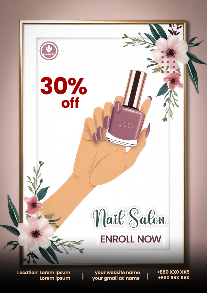Elegant Nail Salon Manicure Service Social Media Post psd