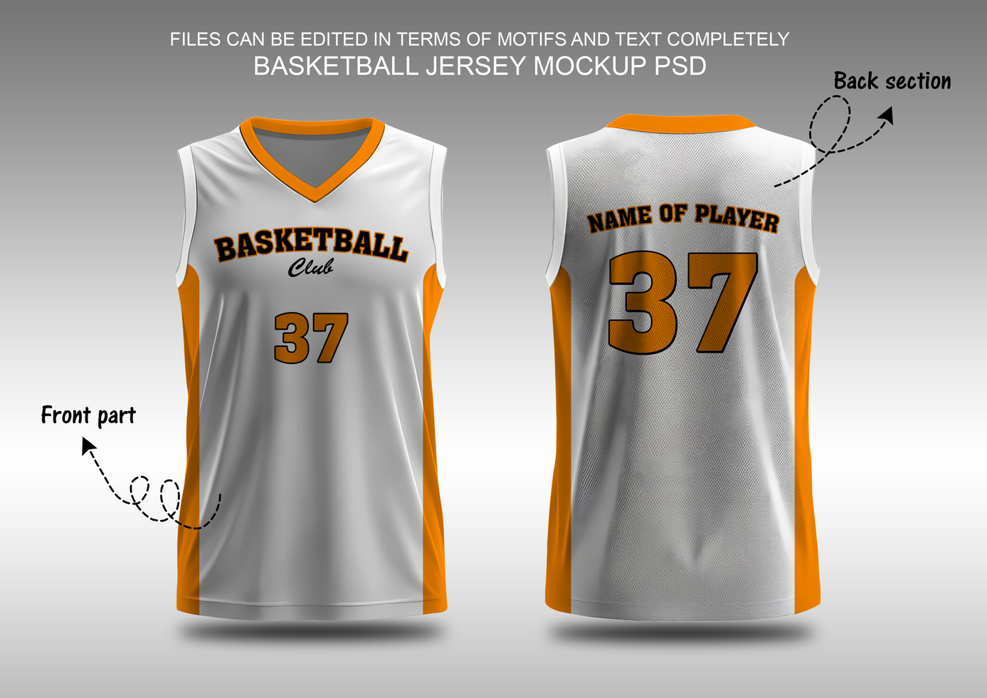 basquetebol jérsei brincar modelo com branco cor com uma pequeno amarelo cor psd