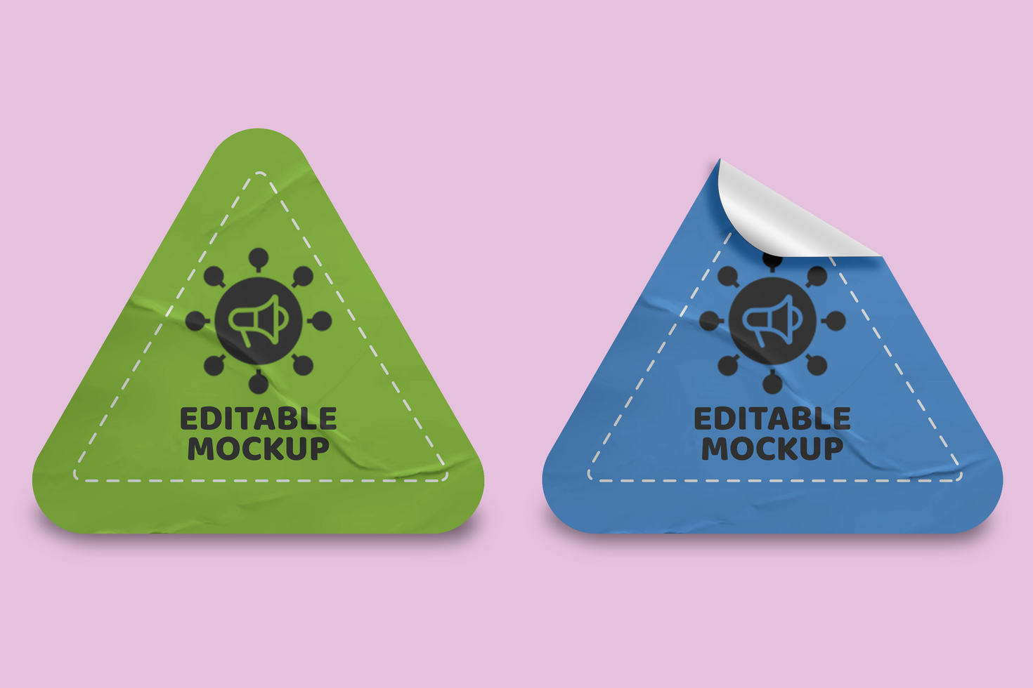 Realistic Paper Sticker Mockup Triangle Template psd
