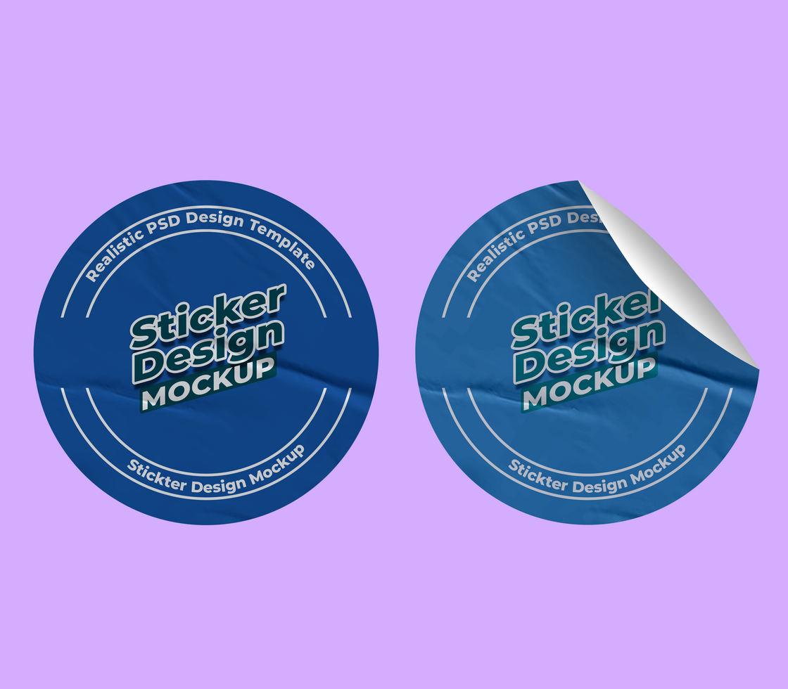 Cool Sticker Mockup Template Design psd