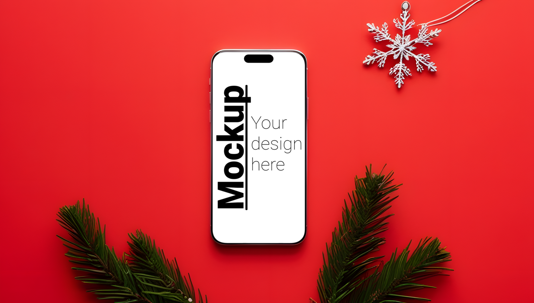 Christmas Design Smartphone Display on a Red Surface psd