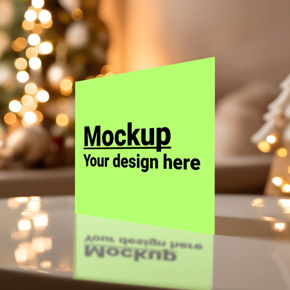 Holiday-Themed Greeting Card Display with Festive Decor psd