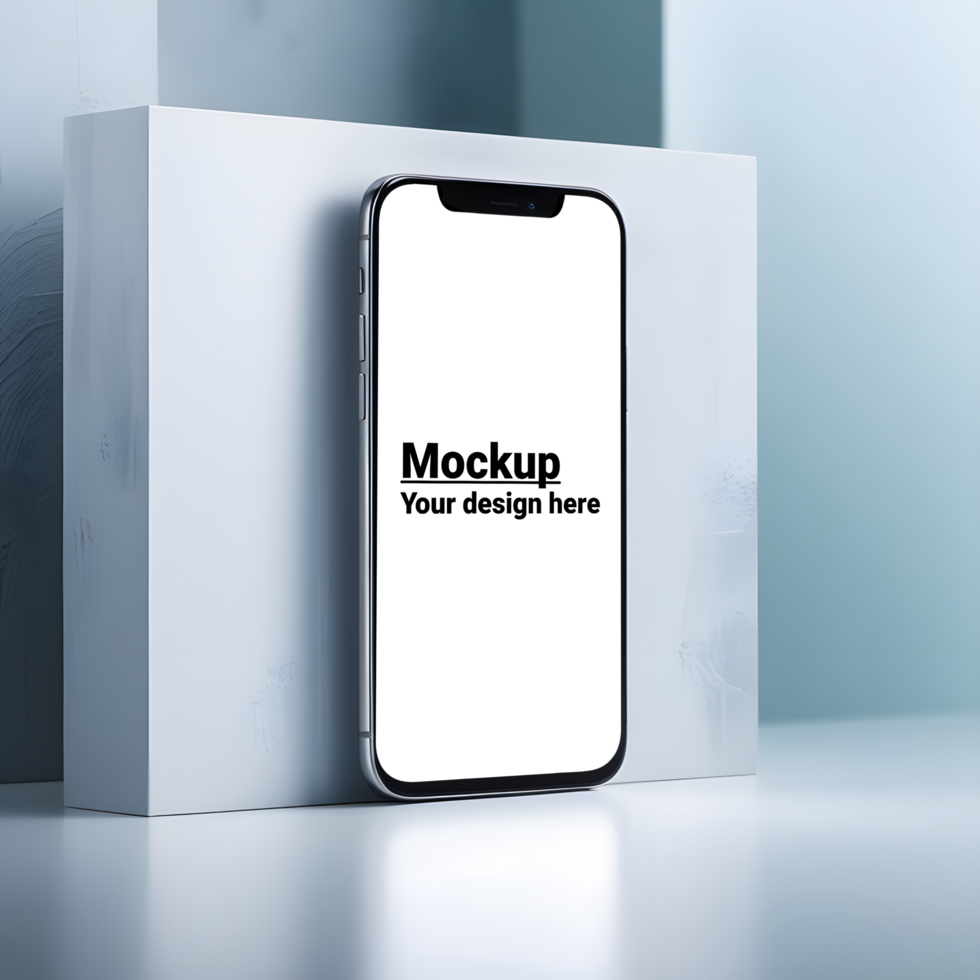 Elegant smartphone mockup on a minimalistic bluish gray background psd