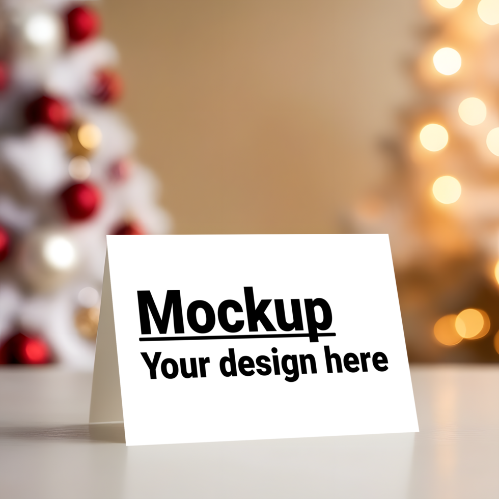 Elegant Christmas Greeting Card Display with Festive Flair psd