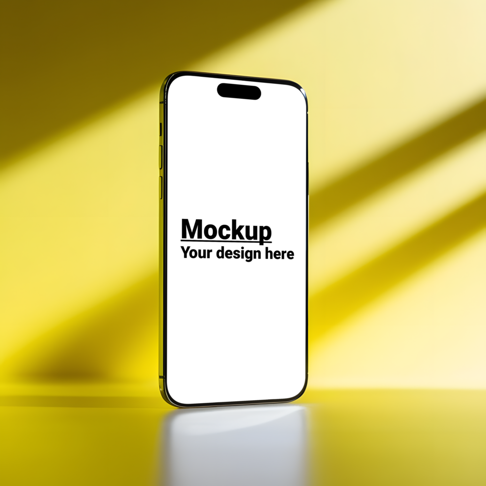 Elegant Smartphone Mockup with Bright Yellow Background psd