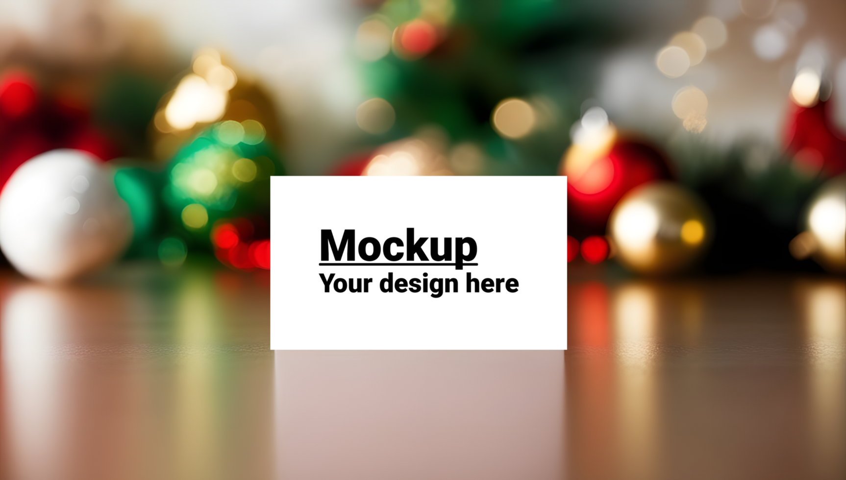 Christmas-Themed Mockup of Greeting Card with Decorations psd